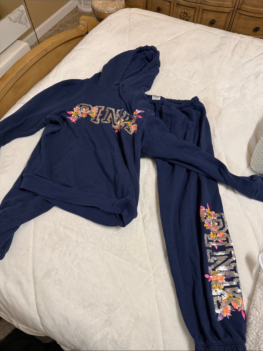 PINK Victoria's Secret Navy Fleece Joggers